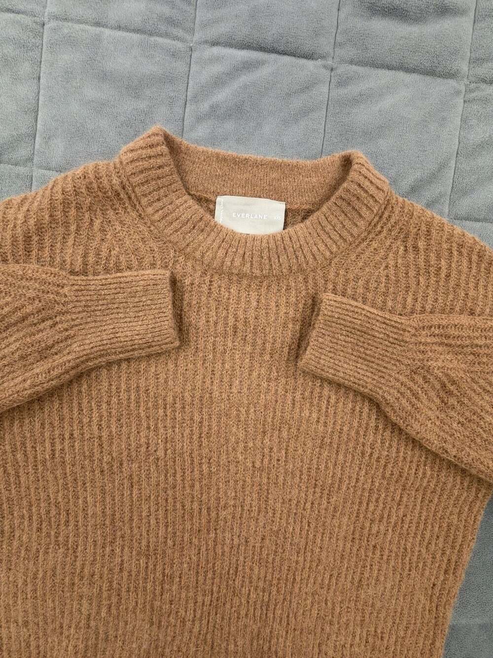 Everlane Crewneck Sweater Size XXS Brown Chunky Ribbed Knit Pullover